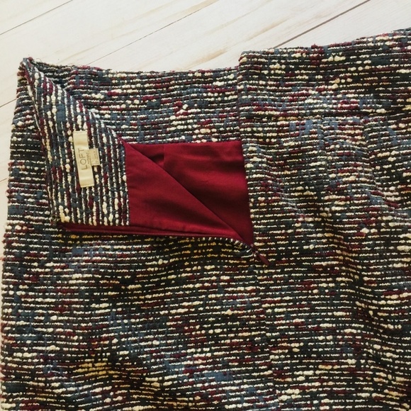 LOFT Burgundy Gray & Ivory Tweed Mini Skirt 2P EUC - Picture 8 of 10